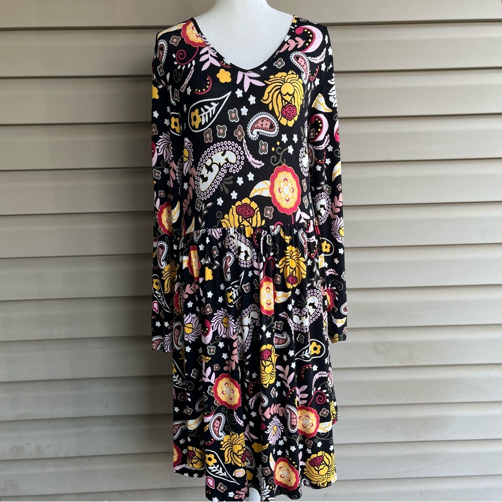 •Anymeet• NWT Floral/Paisley Jersey Knit Pullover Dress - Size XL